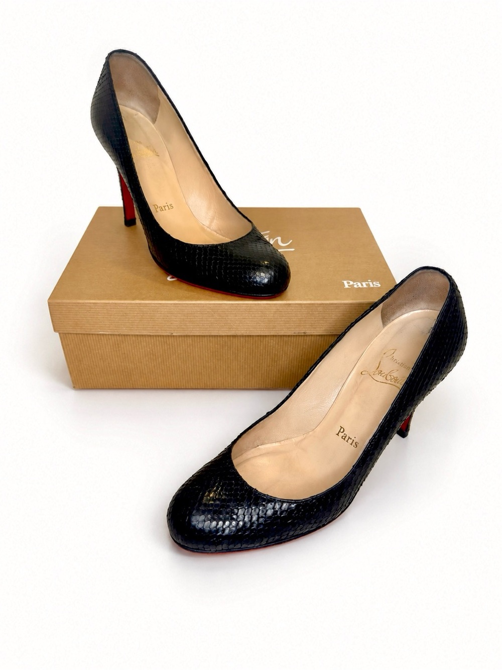 Christian Louboutin Black Snakeskin print Pumps EU 39 / US 9